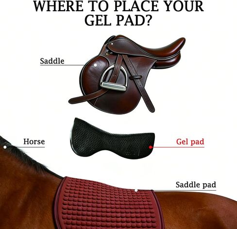 THREE ARCHERS Silicone Gel Saddle Pad for Horses - Non Slip & Shock Absorbing Horse Saddle Pad, Comfortable All Purpose Western/English Riding Saddle Pad, Washable & Durable Design in Kuwait