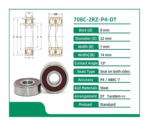 1 زوج 708 708C 2RZ P4 8x22x7 الاتصال تحمل محامل المغزل in Kuwait