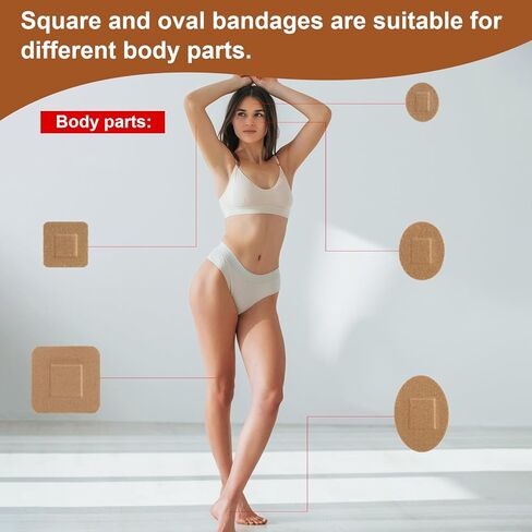 150pcs Face Bandages, Square & Oval Flexible Adhesive Spot Strips for Nose Hands & Delicate Wounds Patches, Skin Friendly Fabric Small Dot Bandages (5 Sizes) in Saudi Arabia