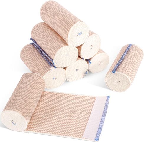 20-Pack 4 Inch Elastic Compression Bandage Wrap - Reusable & Stretchable, Latex-Free, Flexible for Legs, Knees, Elbows, Shoulders, Waist, Ankles, Wrists in Kuwait