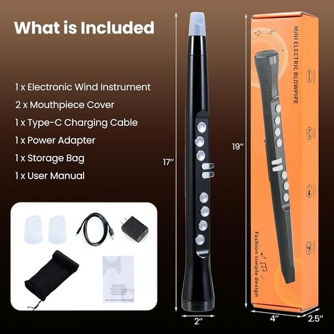 HONEY JOY Electronic Wind Instrument, Portable Electric Digital Saxophone Synthesizer w/MIDI, 100 Tones, 2 Fingering Modes, 4-Octave Range, 2 Mouthpiece, 3W HIFI Speaker, Rechargeable for Beginner in Saudi Arabia