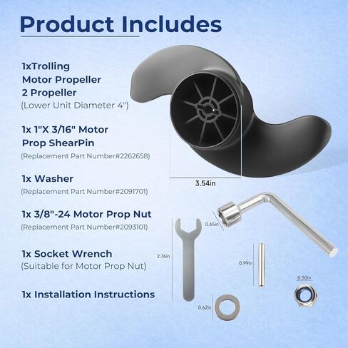 Trolling Motor Propeller Blade Weedless Wedge 2 Prop Compatible with Minn Kota MKP-33 Ulterra Terrova 80lb/101lb Replace#: 1865018 in Kuwait