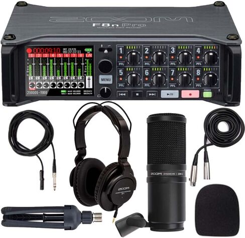 جهاز تسجيل ميداني متعدد المسارات Zoom F8n Pro مع حزمة ملحقات ميكروفون Zoom ZDM-1 in Saudi Arabia