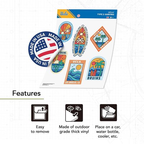 ملصق صبار الصحراء UCLA ملصق جامعة كاليفورنيا لوس أنجلوس بروينز شارات الفينيل زجاجة مياه للكمبيوتر المحمول سجل قصاصات السيارة T2 (النوع 2-ركوب الأمواج) in Kuwait