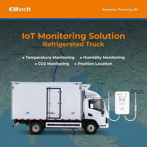 Elitech 2.4GHz/5GHz WiFi Real-Time Temperature Humidity Monitor, Dual Channel Remote Data Logger, Cloud Data Storage, SMS/Email/APP/Web Alarm, Warehouse, Pharmacy, RCW-360Pro-W-DC in Kuwait
