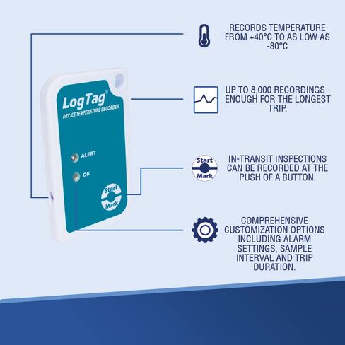 TRIL-8 Multi-UseDry Ice “Probe-Less" Temperature Logger Stores up to 8,000 Readings Memory, up to a 1-Year Battery, ranging of -80°C to +40°C (-112°F to +104°F) in Kuwait