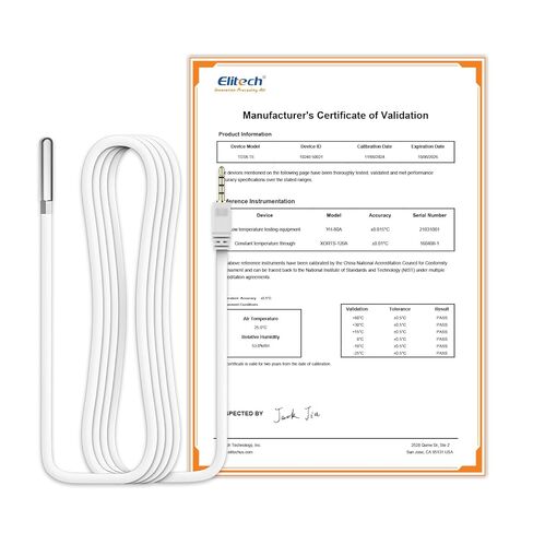 Elitech 2.4GHz/5GHz WiFi Real-Time Temperature Humidity Monitor, Dual Channel Remote Data Logger, Cloud Data Storage, SMS/Email/APP/Web Alarm, Warehouse, Pharmacy, RCW-360Pro-W-DC in Kuwait