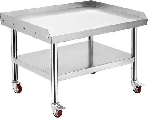 Stainless Steel Table 36x28 Inch Commercial Work Table with Wheels, 1000 lbs Capacity Adjustable Shelf, Heavy-Duty Equipment Grill Stand for Kitchen Restaurant BBQ in Kuwait