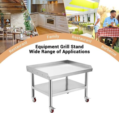 Stainless Steel Table 36x28 Inch Commercial Work Table with Wheels, 1000 lbs Capacity Adjustable Shelf, Heavy-Duty Equipment Grill Stand for Kitchen Restaurant BBQ in Kuwait