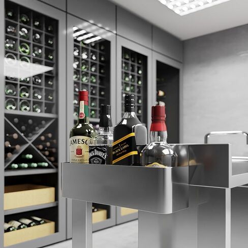 AmGood 15 بوصة. رف سكة حديد سريع من الفولاذ المقاوم للصدأ بطبقة واحدة للقضبان التجارية، NSF in Kuwait