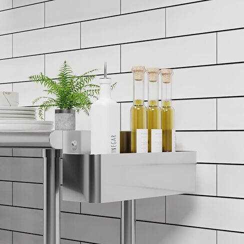 AmGood 15 بوصة. رف سكة حديد سريع من الفولاذ المقاوم للصدأ بطبقة واحدة للقضبان التجارية، NSF in Kuwait