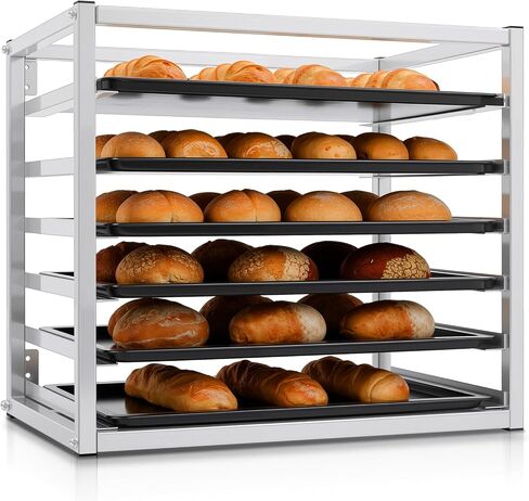 Zonon 6 طبقات مثبتة على الحائط، رفوف صينية الخبز من الألومنيوم مقاس 28 بوصة × 18 بوصة × 21 بوصة تحتوي على 6 مقالي كاملة الحجم للمخابز والمطاعم ومطابخ تقديم الطعام in Kuwait