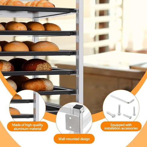 Zonon 6 طبقات مثبتة على الحائط، رفوف صينية الخبز من الألومنيوم مقاس 28 بوصة × 18 بوصة × 21 بوصة تحتوي على 6 مقالي كاملة الحجم للمخابز والمطاعم ومطابخ تقديم الطعام in Kuwait