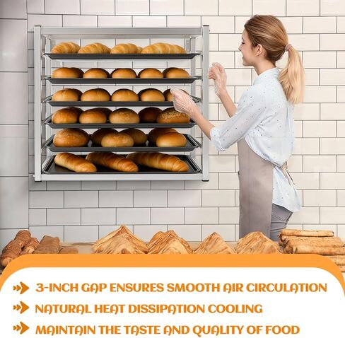 Zonon 6 طبقات مثبتة على الحائط، رفوف صينية الخبز من الألومنيوم مقاس 28 بوصة × 18 بوصة × 21 بوصة تحتوي على 6 مقالي كاملة الحجم للمخابز والمطاعم ومطابخ تقديم الطعام in Kuwait