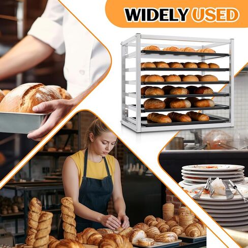 Zonon 6 طبقات مثبتة على الحائط، رفوف صينية الخبز من الألومنيوم مقاس 28 بوصة × 18 بوصة × 21 بوصة تحتوي على 6 مقالي كاملة الحجم للمخابز والمطاعم ومطابخ تقديم الطعام in Kuwait