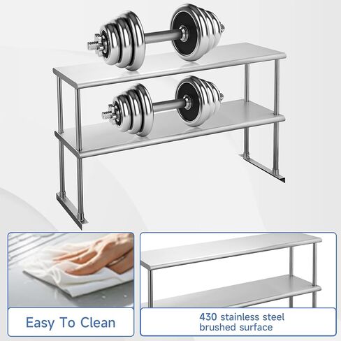 ROCKPOINT Stainless Steel overshelf for Prep Work Table 12" D x 36" W,Commercial Double Overshelf in Kitchen, Home,Restaurant,Garage with countertop Capacity 360lb in Kuwait
