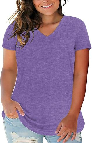 ROSRISS Plus-Size Tops for Women Summer Casual Tunics Short Sleeve Shirts XL-4XL in Saudi Arabia