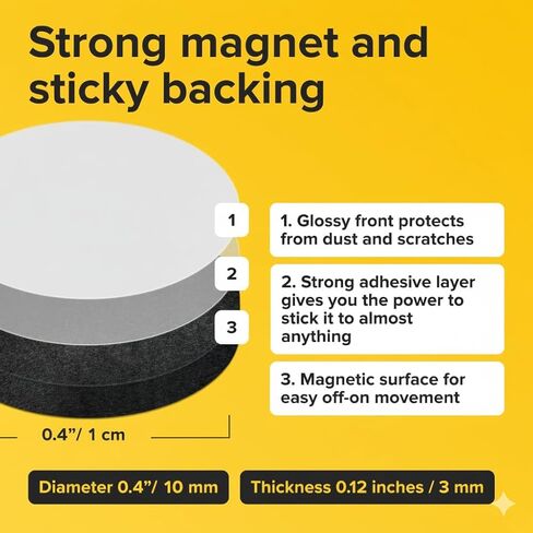 مغناطيس لاصق مرن قابل للتقشير والعصا - 350 قطعة (0.4 بوصة × 0.08 بوصة) نقاط مغناطيسية للوازم المكتبية والسبورة البيضاء والحرف اليدوية والثلاجة والمشروعات المدرسية in Kuwait