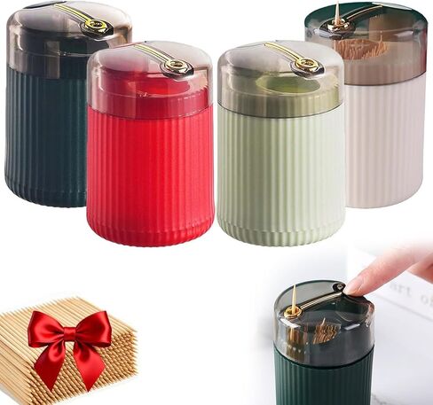 موزع أعواد الأسنان الأوتوماتيكي المنبثق، موزعات أعواد الأسنان المنبثقة، موزع أعواد الأسنان الأوتوماتيكي، علبة تخزين أعواد الأسنان مع 200 قطعة أعواد أسنان (4 ألوان) in Kuwait