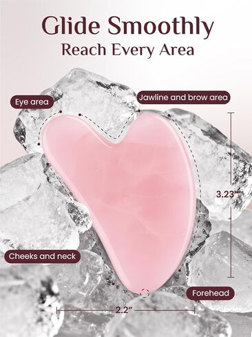 Rena Chris Gua Sha Facial Tools, Rose Quartz Guasha Tool for Acupuncture, Manual Massage Tool for Jawline Sculpting and Puffiness Reducing, Gua Sha Facial Massage Tool, Skin-Care Gift (Pink) in Saudi Arabia