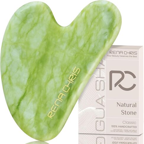 Rena Chris Gua Sha Facial Tools, Rose Quartz Guasha Tool for Acupuncture, Manual Massage Tool for Jawline Sculpting and Puffiness Reducing, Gua Sha Facial Massage Tool, Skin-Care Gift (Pink) in Saudi Arabia