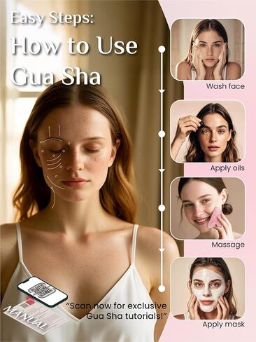 Rena Chris Gua Sha Facial Tools, Rose Quartz Guasha Tool for Acupuncture, Manual Massage Tool for Jawline Sculpting and Puffiness Reducing, Gua Sha Facial Massage Tool, Skin-Care Gift (Pink) in Saudi Arabia