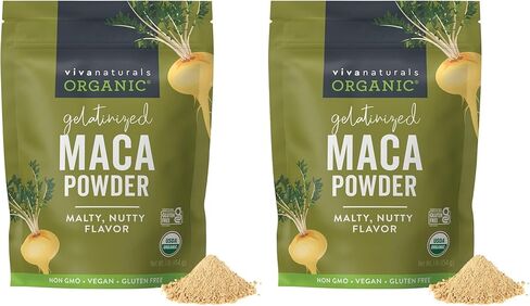 Viva Naturals Organic Maca Powder - Gelatinized Maca Powder for Easier Digestion, Vegan and Kosher Peruvian Superfood - Certified USDA Organic, Gluten-Free & Non-GMO, 1 lb Resealable Bag in Kuwait