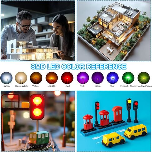 0402 Pre-Wired Micro LED, 12 Pcs 2.8-3.3V Pre-soldered Mini Light Emitting Diodes Surface Mount Device for Model Building, DIY, Science Projects, 9.8" Length, Cool White in Saudi Arabia