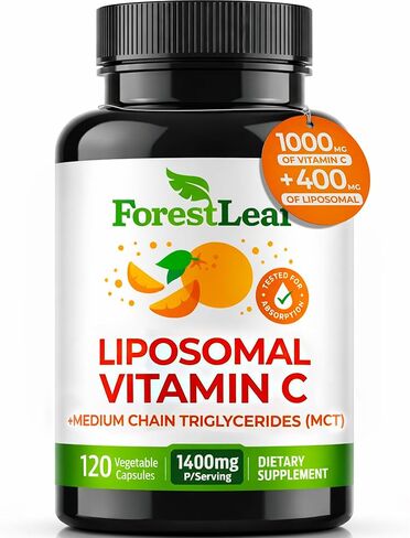 ForestLeaf Liposomal Vitamin C 1400mg Capsules | High Dose Vitamin C Liposomal Supplement w Coconut Oil Fatty Acids | Fast Absorption | Immune Support, Antioxidant, Collagen Production | 120 Vegan Cap in Saudi Arabia