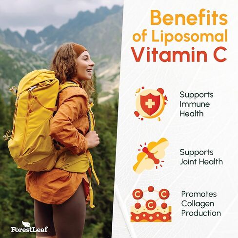 ForestLeaf Liposomal Vitamin C 1400mg Capsules | High Dose Vitamin C Liposomal Supplement w Coconut Oil Fatty Acids | Fast Absorption | Immune Support, Antioxidant, Collagen Production | 120 Vegan Cap in Saudi Arabia