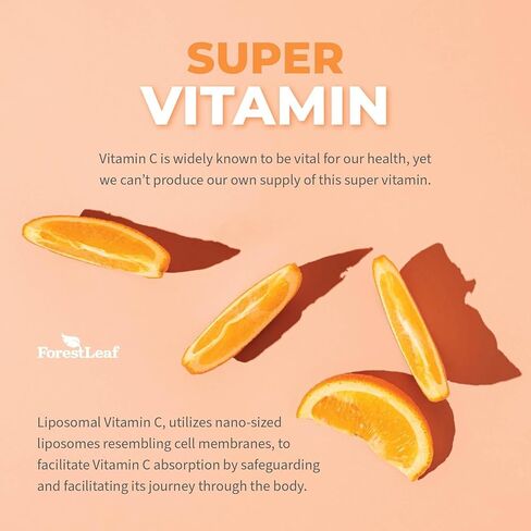 ForestLeaf Liposomal Vitamin C 1400mg Capsules | High Dose Vitamin C Liposomal Supplement w Coconut Oil Fatty Acids | Fast Absorption | Immune Support, Antioxidant, Collagen Production | 120 Vegan Cap in Saudi Arabia