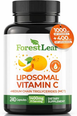 ForestLeaf Liposomal Vitamin C 1400mg Capsules | High Dose Vitamin C Liposomal Supplement w Coconut Oil Fatty Acids | Fast Absorption | Immune Support, Antioxidant, Collagen Production | 120 Vegan Cap in Kuwait