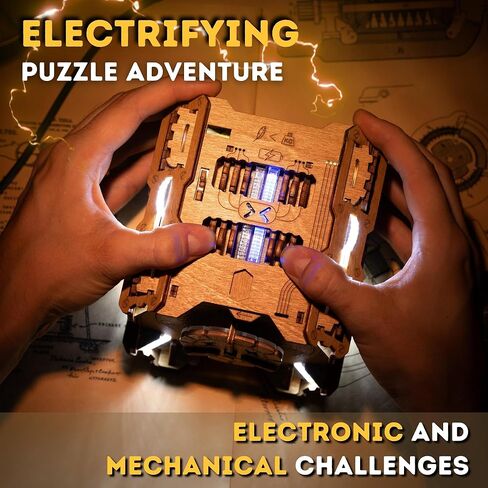Tesla Box - Electronic Brain Teaser Puzzle Box - Wooden Treasure Chest for Adults - Money Puzzlebox for Cash Gift - Escape Room Game in a Box in Kuwait