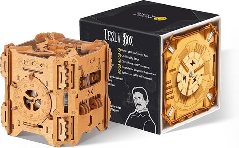 Tesla Box - Electronic Brain Teaser Puzzle Box - Wooden Treasure Chest for Adults - Money Puzzlebox for Cash Gift - Escape Room Game in a Box in Kuwait