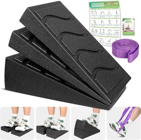 كتلة إسفين القرفصاء، 5 زوايا قابلة للتعديل مائلة لتمديد الساق مع حزام مطاطي وملصق، كعب 520 رطل، قدرة إسفين القرفصاء المرتفعة لليوجا والعلاج الطبيعي للكاحل والتنقل in Kuwait