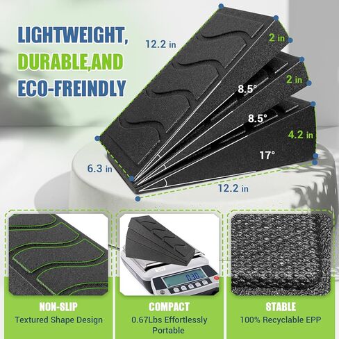 كتلة إسفين القرفصاء، 5 زوايا قابلة للتعديل مائلة لتمديد الساق مع حزام مطاطي وملصق، كعب 520 رطل، قدرة إسفين القرفصاء المرتفعة لليوجا والعلاج الطبيعي للكاحل والتنقل in Kuwait