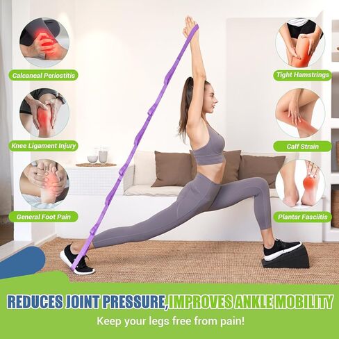 كتلة إسفين القرفصاء، 5 زوايا قابلة للتعديل مائلة لتمديد الساق مع حزام مطاطي وملصق، كعب 520 رطل، قدرة إسفين القرفصاء المرتفعة لليوجا والعلاج الطبيعي للكاحل والتنقل in Kuwait