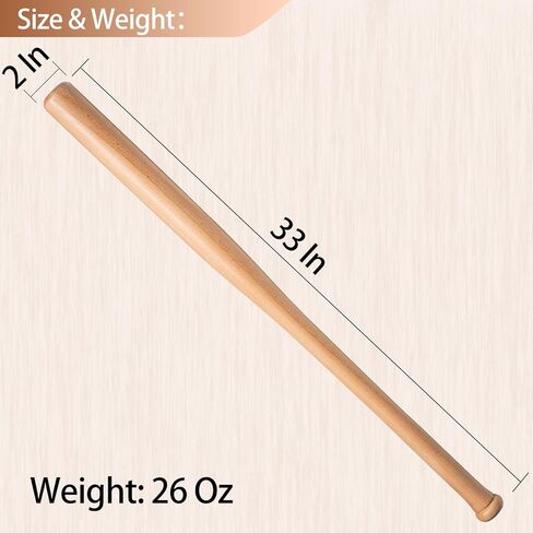 مضرب بيسبول، مضارب بيسبول خشبية، مضرب تدريب للبالغين، مضرب كرة لينة خشبي مقاس 33 بوصة للدفاع عن النفس في المنزل in Kuwait