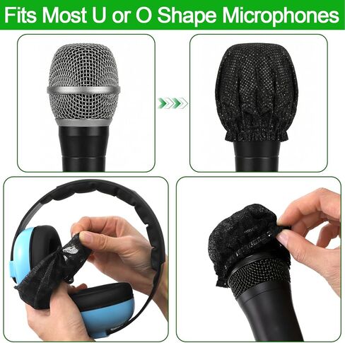Foraineam 800 Pcs Microphone Cover Disposable Non-Woven Mic Covers Individually Wrapped Microphone Windscreen Protective Cap with Elastic Band for KTV, Karaoke, Recording Studio, News Interview in Kuwait
