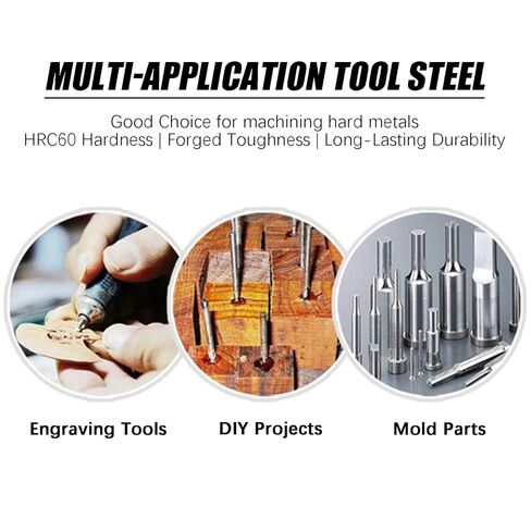 قضيب فولاذي عالي السرعة 3/16 بوصة × 7.8 بوصة قضيب فولاذي مستدير دقيق للأرض، مجموعة كاملة من أحجام أدوات HSS الفولاذية للاستخدام بنفسك، وأعمال المعادن، وترس العمود، والمخرطة، والطحن، وأدوات القطع (10 قطع) in Kuwait