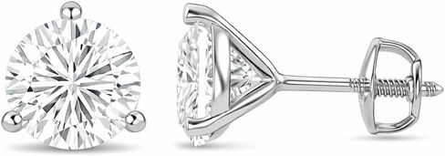 The Diamond Deal IGI Certified .50ct to 5.00 Carat Round Brilliant Lab-Grown Diamond 3-Prong Stud Earrings in 14k Yellow, White or Rose Gold With Screw Back Closure in Kuwait
