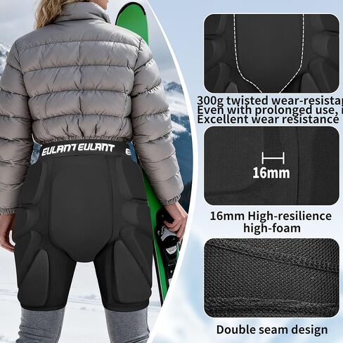 EULANT 3D Protection Hip Butt Pads Protective Padded Shorts Crash Pad Impact Gear for Skiing Skating Snowboarding in Kuwait