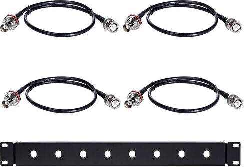 BNC Antenna Relocation Kit, 19" Rack Mount Antenna Extender – 1U Hinged Front Panel with 4x24 BNC Cables for Shure/Sennheiser, Front Mount Antenna Rack Kit in Kuwait