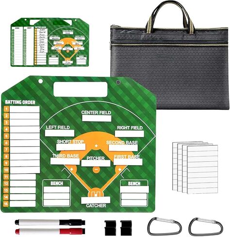 لوح تكتيكي لمدرب البيسبول المغناطيسي - تشكيلة المسح الجاف ولوحة تخطيط الإستراتيجية لتدريب البيسبول، تكتيكات مخبأة الألعاب، ملحقات تدريب البيسبول مع حقيبة تخزين in Kuwait