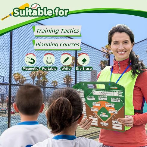 لوح تكتيكي لمدرب البيسبول المغناطيسي - تشكيلة المسح الجاف ولوحة تخطيط الإستراتيجية لتدريب البيسبول، تكتيكات مخبأة الألعاب، ملحقات تدريب البيسبول مع حقيبة تخزين in Kuwait