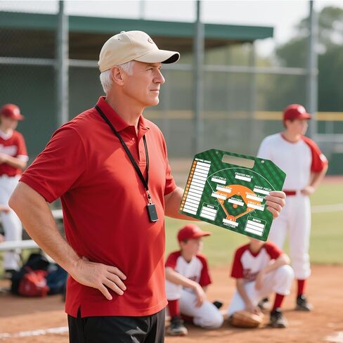 لوح تكتيكي لمدرب البيسبول المغناطيسي - تشكيلة المسح الجاف ولوحة تخطيط الإستراتيجية لتدريب البيسبول، تكتيكات مخبأة الألعاب، ملحقات تدريب البيسبول مع حقيبة تخزين in Kuwait