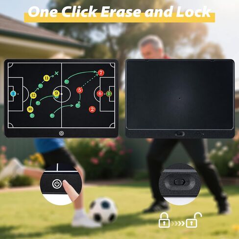 لوحة تدريب كرة القدم المغناطيسية Laelr مقاس 16 بوصة LCD لمدرب كرة القدم لوحة تكتيكية مع قلم ستايلس 27 مجموعة علامات مغناطيسية لمدرب كرة القدم للكتابة للتخطيط الاستراتيجي وهدايا مدرب التدريب in Kuwait