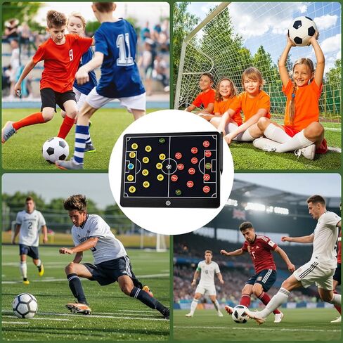 لوحة تدريب كرة القدم المغناطيسية Laelr مقاس 16 بوصة LCD لمدرب كرة القدم لوحة تكتيكية مع قلم ستايلس 27 مجموعة علامات مغناطيسية لمدرب كرة القدم للكتابة للتخطيط الاستراتيجي وهدايا مدرب التدريب in Kuwait