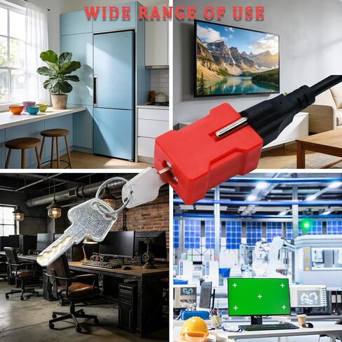 جهاز قفل قابس السلك الكهربائي للسلك الكهربائي، 2 حزمة قفل أمان لقفل المكونات مع مقابس 2 دبوس و3 دبابيس، يأتي مع مفتاحين خدمة فصل الطاقة in Kuwait