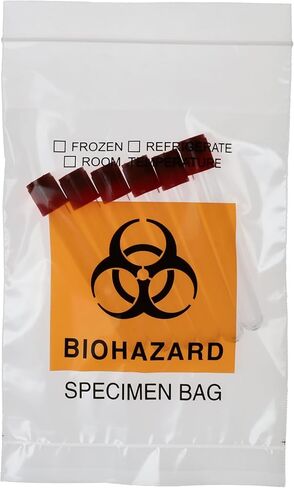 200 Count 6"x9" Biohazard Specimen Bags, Plastic Transport Zip Bags with Outside Pocket for Lab Use in Saudi Arabia